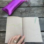 Im selbst gebastelten Notizbuch blättern.