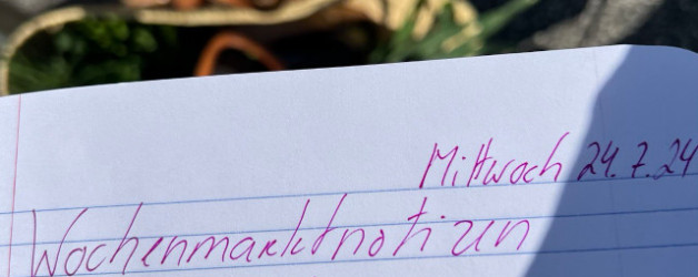 Aus meinem Notizbuch oder Wochenmarktbeobachtungen mit Fokus „Taschen“